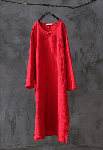 Artistic Retro Chinese-style Loose Zen Cotton Linen Dress Robe - Nuri Shopping