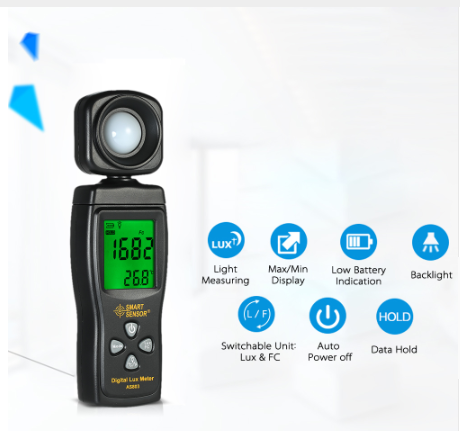 Illuminometer UV Radiometers Photometer Luxmeter Light Meter 0-200000 Lux