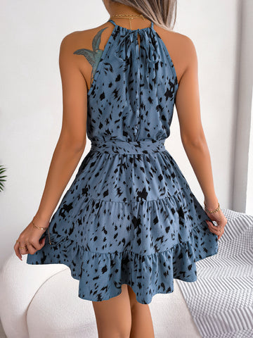 Leopard Print Ruffled Swing Dress Summer Fashion Beach Dresses Women - Nuri Shopping