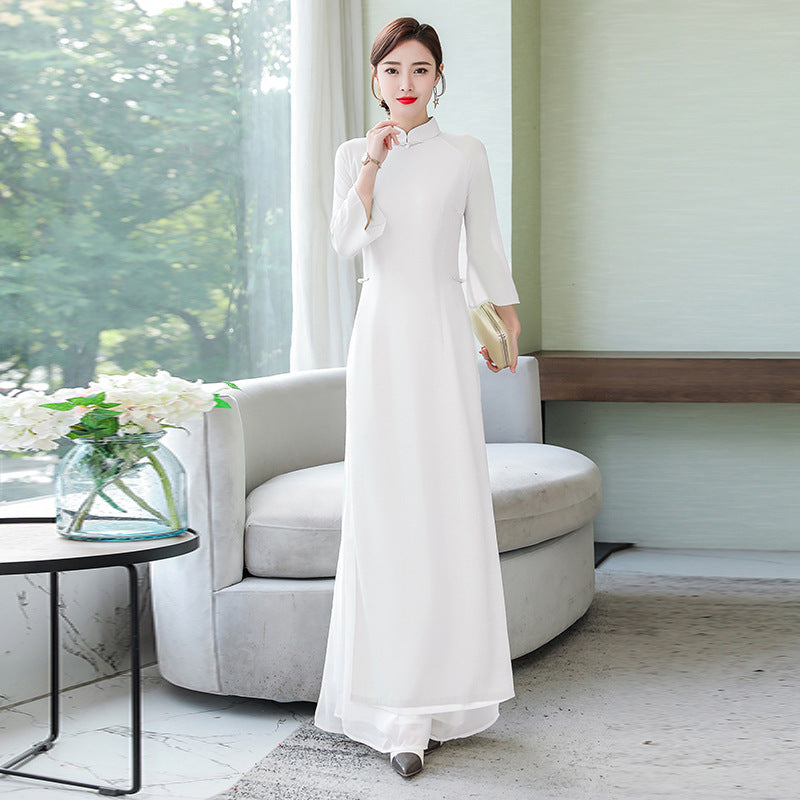 Spring And Summer Retro Stand-up Collar Slim Fit Dress - Nuri Shopping