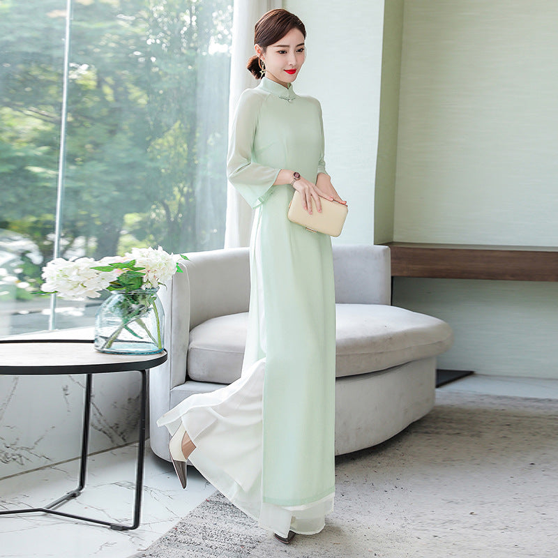 Spring And Summer Retro Stand-up Collar Slim Fit Dress - Nuri Shopping