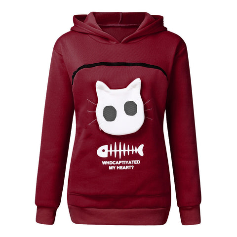 Sweatshirt With Cat Pet Pocket Design Long Sleeve Sweater Cat Outfit