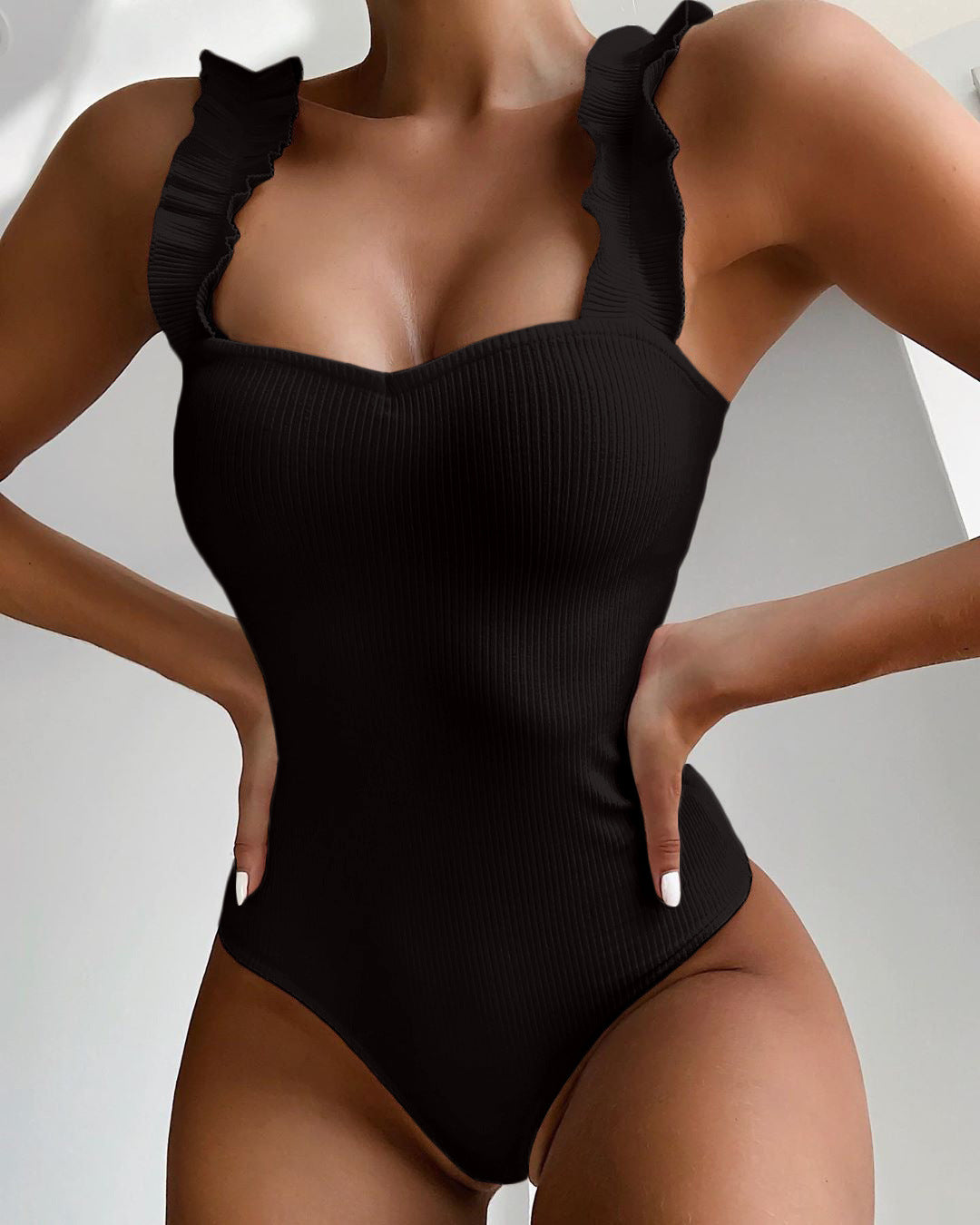 Swimsuit Push Up Monokini Solid Bathing Suits Summer Beach Wear