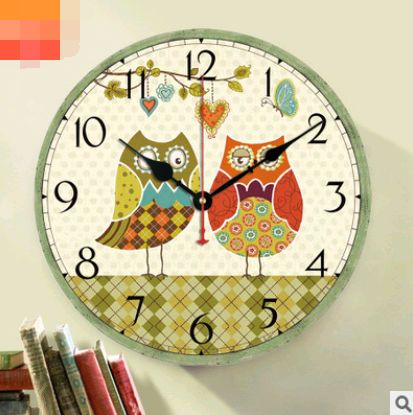 European and American style rustic wall clock owl series wall clock retro wall clock