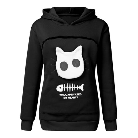 Sweatshirt With Cat Pet Pocket Design Long Sleeve Sweater Cat Outfit - Nuri Shopping