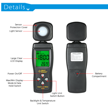 Illuminometer UV Radiometers Photometer Luxmeter Light Meter 0-200000 Lux