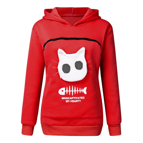 Sweatshirt With Cat Pet Pocket Design Long Sleeve Sweater Cat Outfit