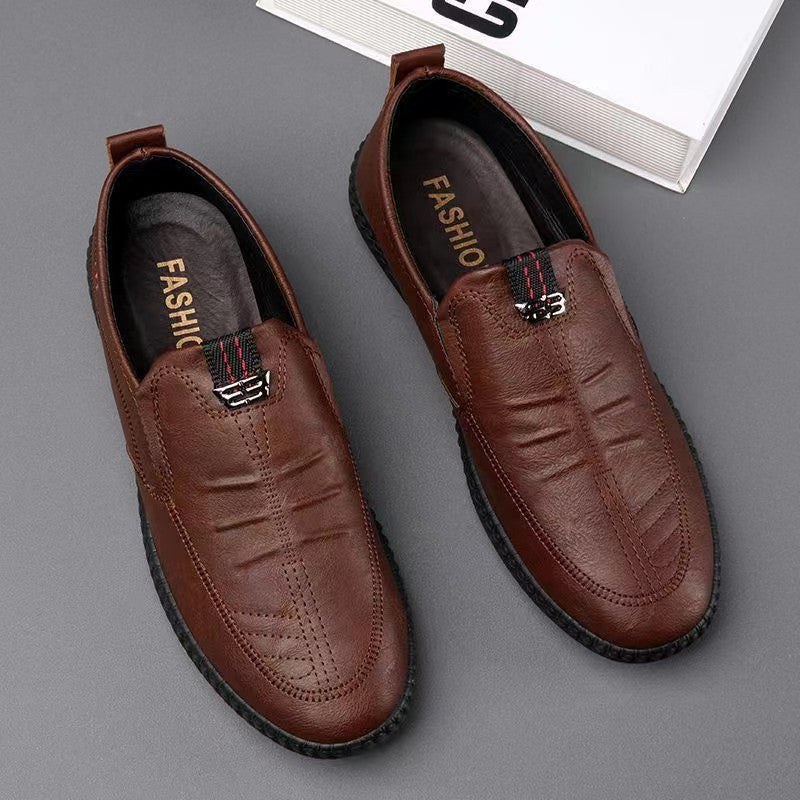 Men's Business Slip-on Leather Shoes Breathable Lightweight - Nuri Shopping