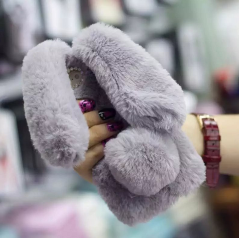 Fluffy Bunny Rabbit Fur Silicone Phone Cases