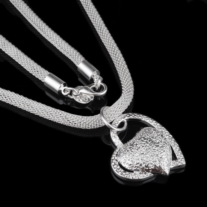 Fine Jewelry Silver Net Chain Heart Necklace