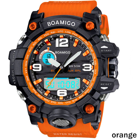 men sports watches dual display analog digital LED