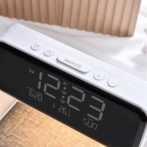 Wireless Charging LCD Screen Alarm Clock  Wireless Phone Charger