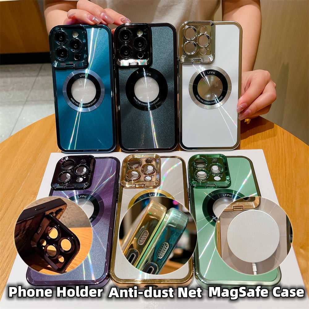 Electroplated Phone Case Luxury Plating CD Pattern Magsafe Bracket Case