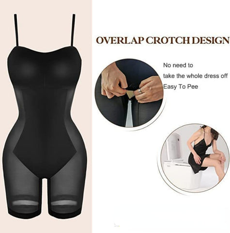 Open Crotch Suspender Tight Long Skirt Chest Pad Bodysuit Dress - Nuri Shopping