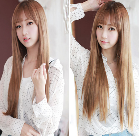 Straight hair wig piece clip hairless hair extension piece