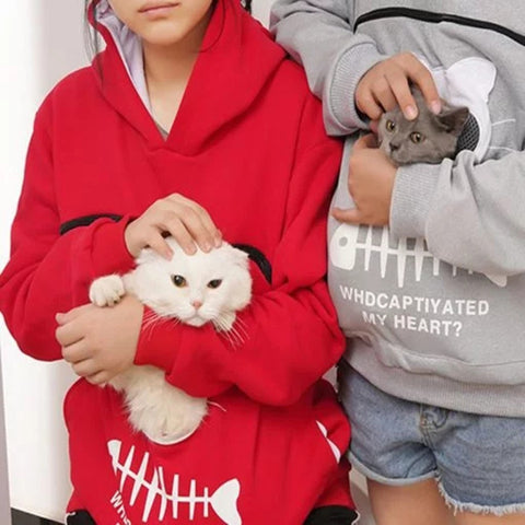 Sweatshirt With Cat Pet Pocket Design Long Sleeve Sweater Cat Outfit