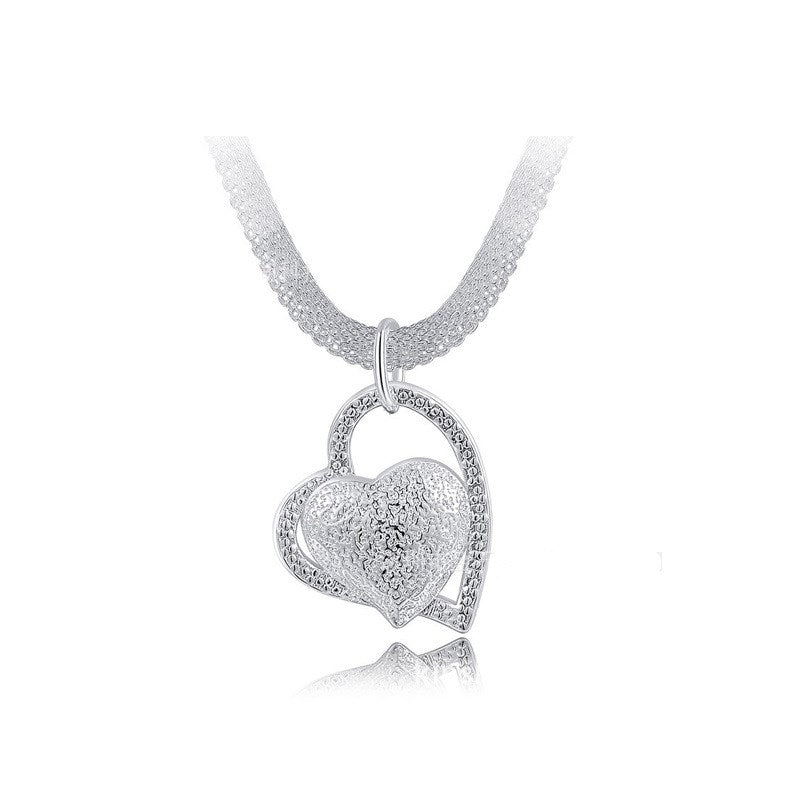 Fine Jewelry Silver Net Chain Heart Necklace