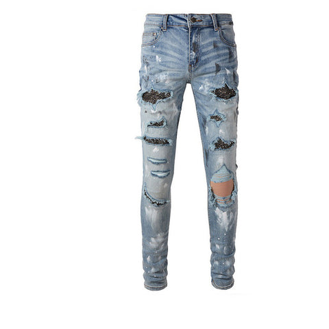 Stretch Retro Ripped Diamond Jeans - Nuri Shopping