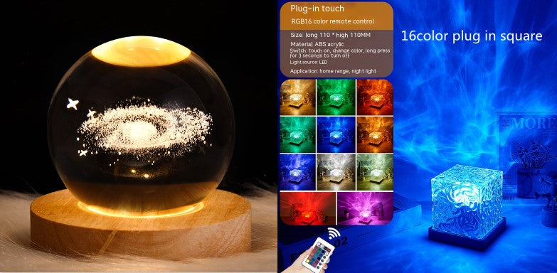 Crystal Table Lamp RGB Dimmable Home Decoration 16 Color Gifts