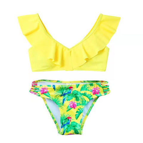 Swimwear Leaf Print Split Fashion Children