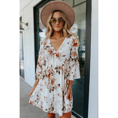 Women's Summer Floral V-neck Dress - Nuri Shopping