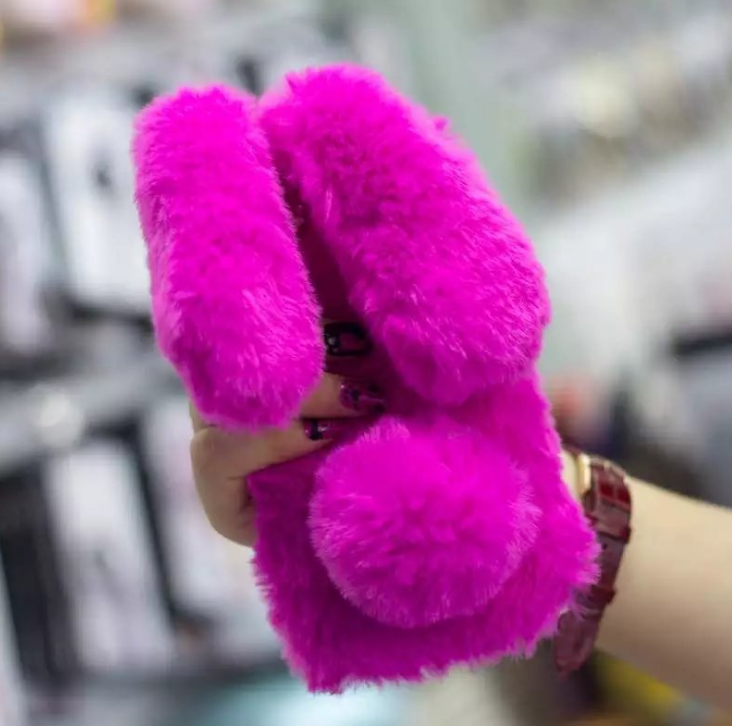 Fluffy Bunny Rabbit Fur Silicone Phone Cases