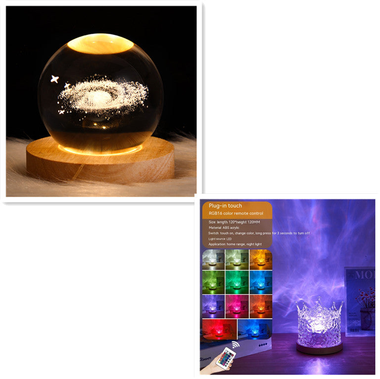 Crystal Table Lamp RGB Dimmable Home Decoration 16 Color Gifts