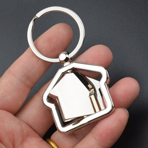 Simple House Rotating Metal Keychains