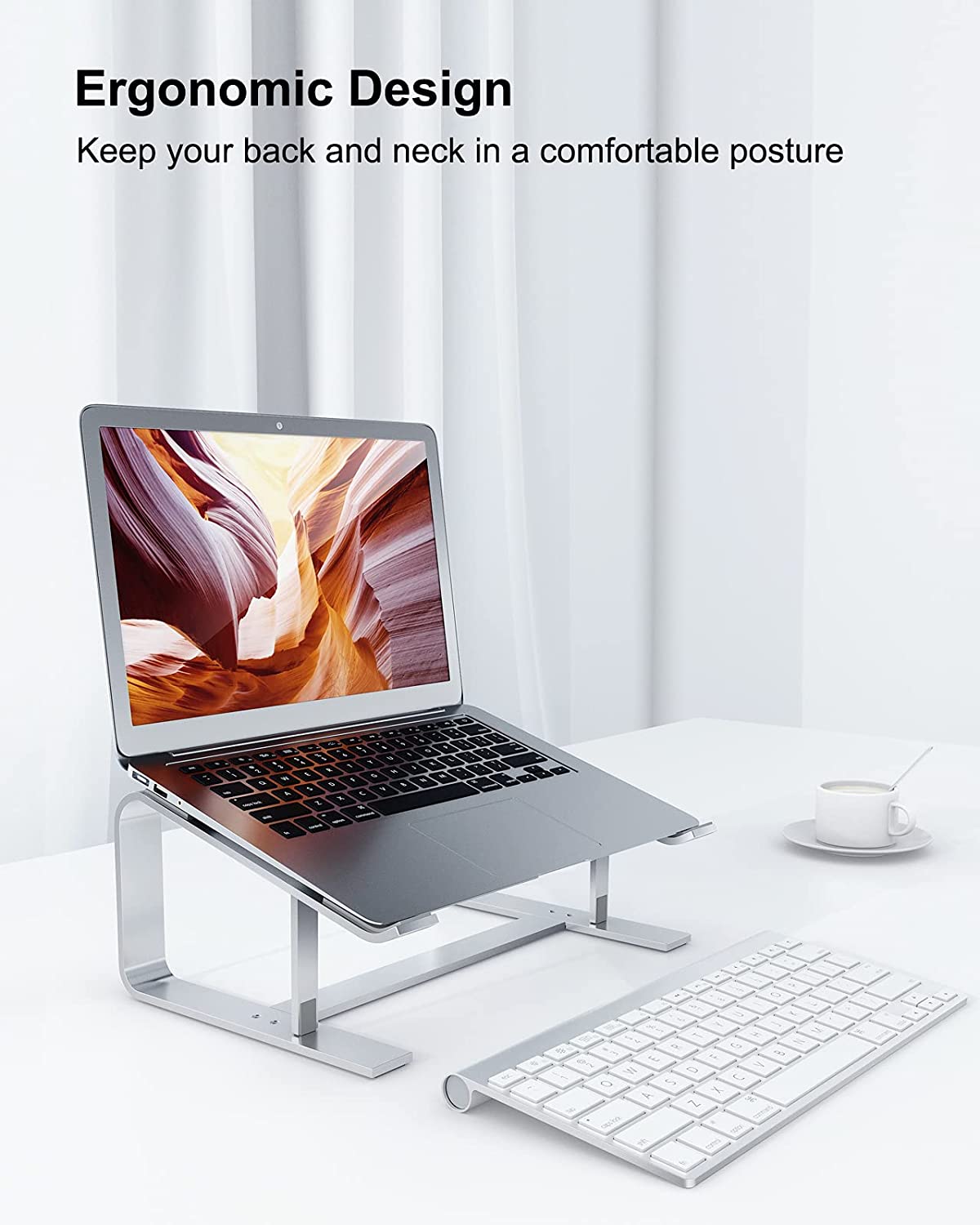 Ergonomic Laptop Holder Compatible with MacBook Air Pro, Dell XPS, More 10-17 Inch Laptops Work from Home