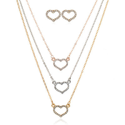 Set love Diamond Pendant Necklace Fashion cross-border