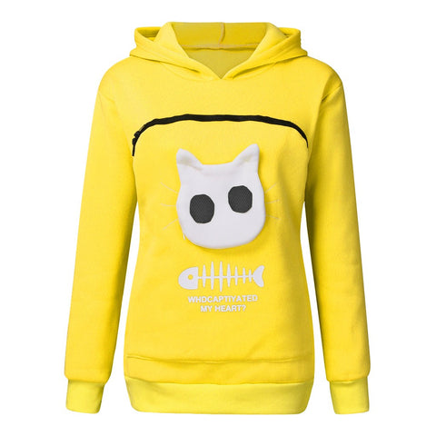 Sweatshirt With Cat Pet Pocket Design Long Sleeve Sweater Cat Outfit - Nuri Shopping