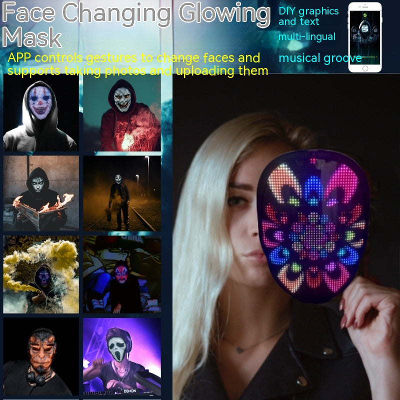 LED Luminous Mask Face Changing Mask Party Bar Props