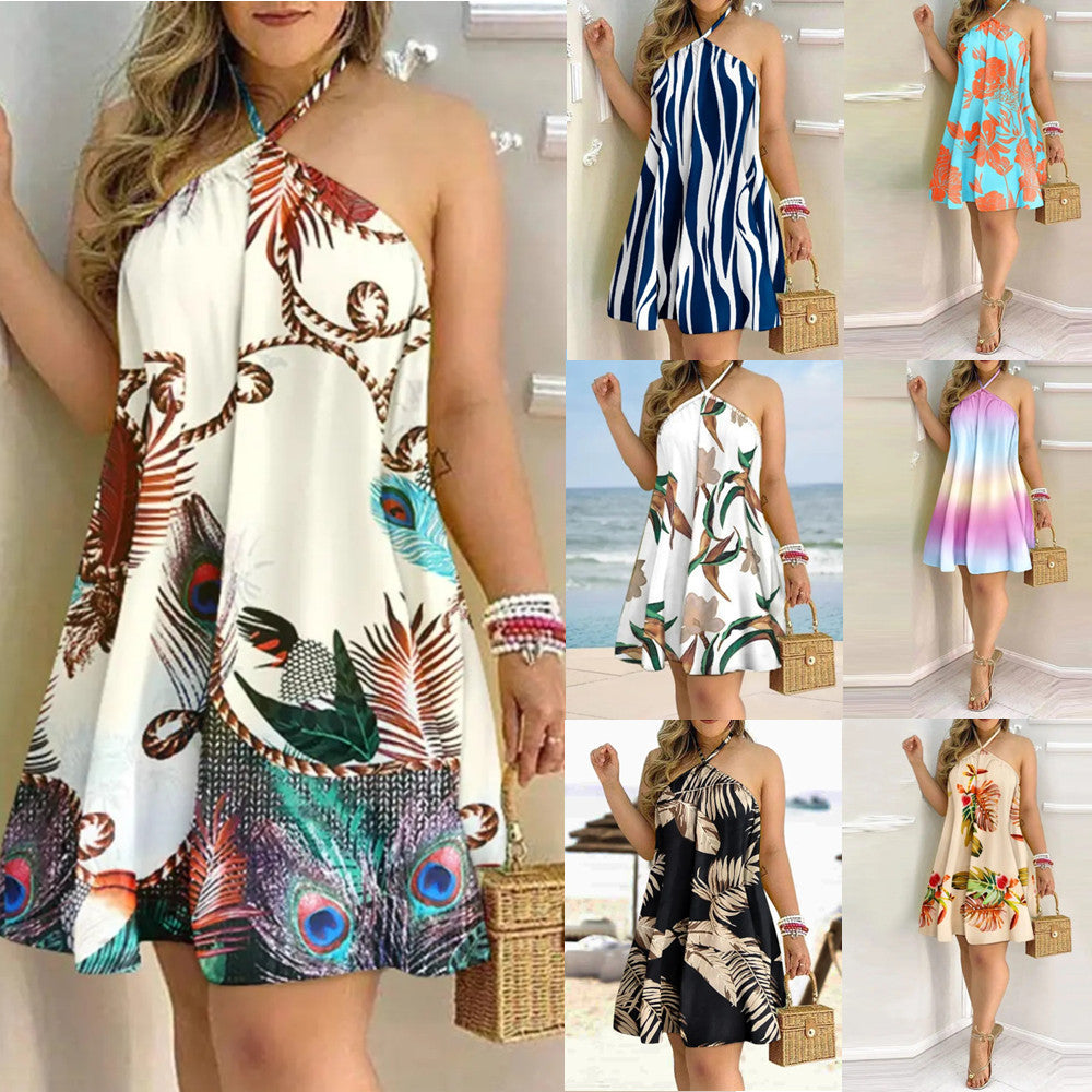 Summer Off-Shoulder Hanging Neck Sleeveless Sexy Dresses Women - Nuri Shopping