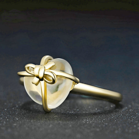 925 sterling silver lemon crystal love bow ring jewelry