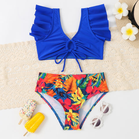 Swimwear Leaf Print Split Fashion Children