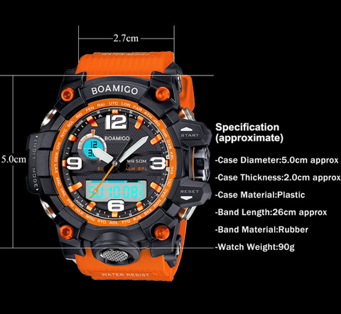 men sports watches dual display analog digital LED