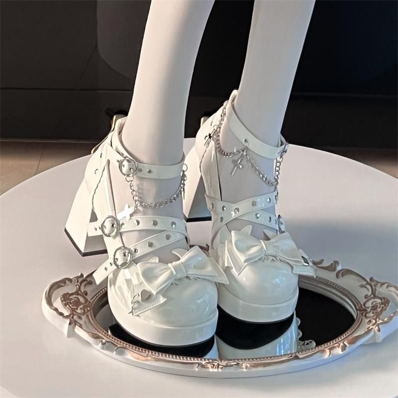 Lolita Sweet Hot Girl Waterproof Platform High Heels Bow