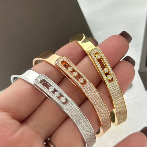 New Silver 925 Bracelet Simple 18K Gold Bangle For Women's Fashion Luxury Brand Ladies Bracelets Jewelry Party Anniversary Gift