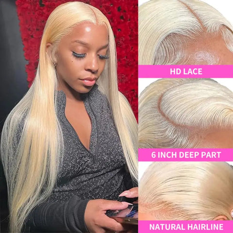 613 hd Lace Frontal Wig Blonde 13x6 Straight Lace Front Wigs Human Hair 13x4 Lace Front Wig Pre Plucked Brazilian Glueless Wigs