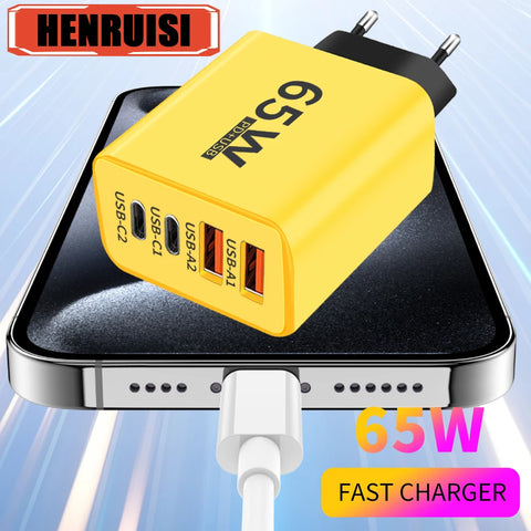 65W 4 Ports Fast Charging Type C Charger