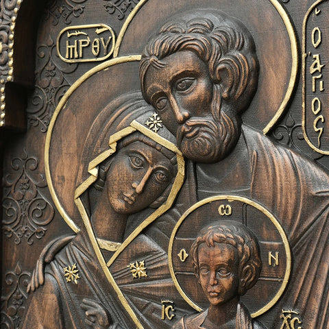 Holy Family Nativity Wood Carving Religious Byzantine Icons