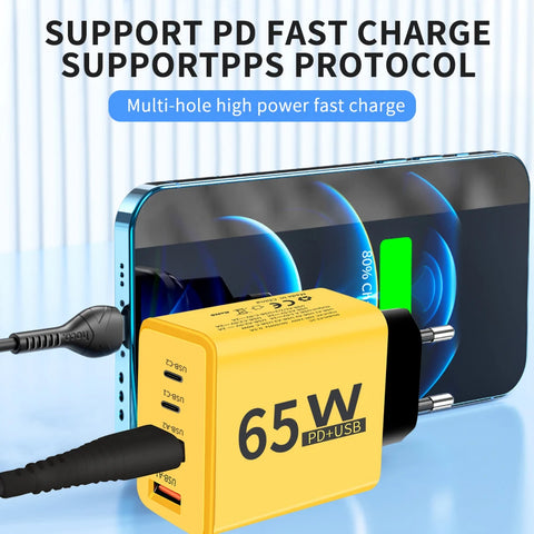 65W 4 Ports Fast Charging Type C Charger