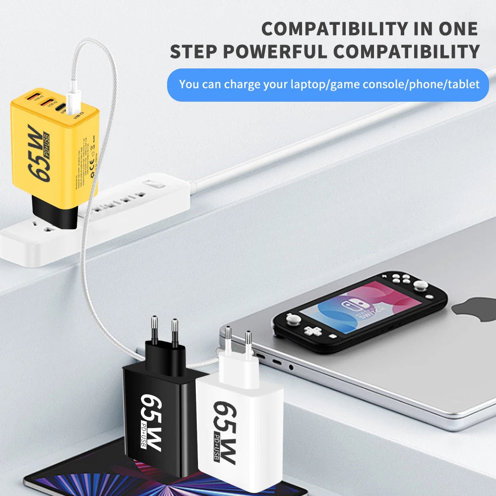 65W 4 Ports Fast Charging Type C Charger