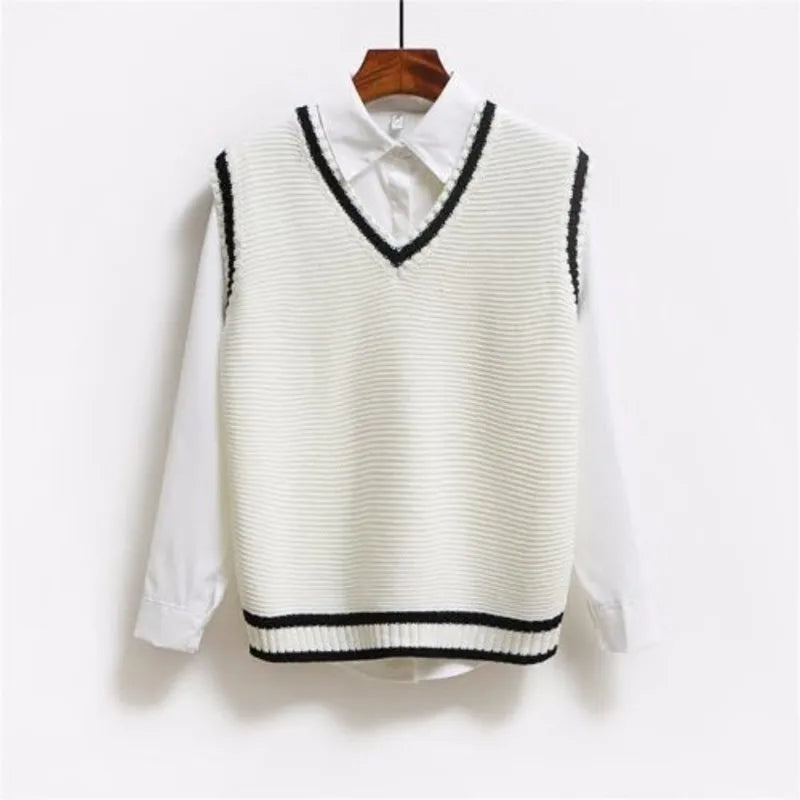 Korean Style Fashion Women Sleeveless Sweater Vest 2024