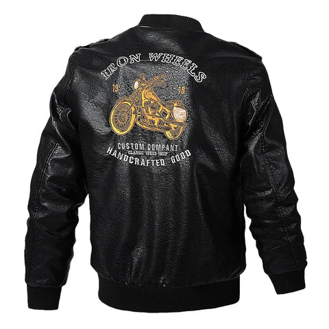 Autumn Winter Genuine Leather Men Spring Motorcycle Biker Leather Jacket Coats Male Embroidery Bomber Pilot Punk Hip Hop Clothes