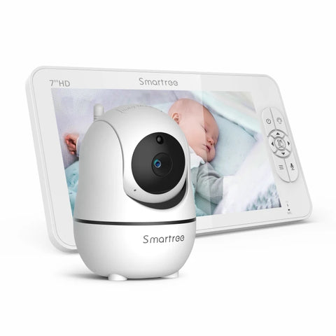 SM70 7" 720P HD Split Screen Video Baby Monitor No WiFi, Baby Camera Monitor, Hack Proof, Remote Zoom/Pan/Tilt, 4000mAh Battery