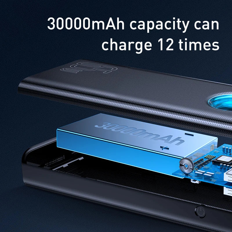 30000mAh QC3.0 Fast Charge Type C Quick Charge Portable Powerbank External Battery