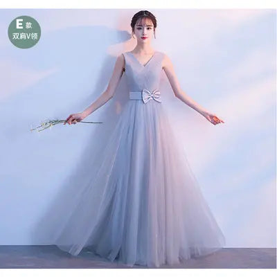 Beauty-Emily Fashion Lace Up Back Bridesmaid Dresses 2023 Elegant Dust Pink Party Gowns with Bow O Neck Wedding Guest Vestido