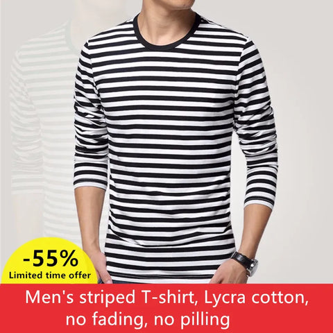 Navy style long-sleeve shirt men T-shirt o-neck stripe t shirt