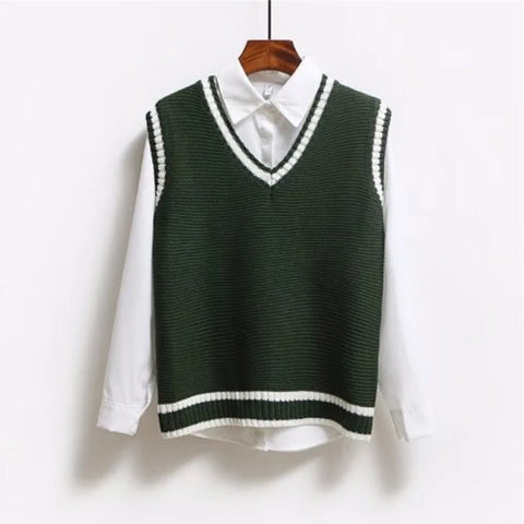 Korean Style Fashion Women Sleeveless Sweater Vest 2024